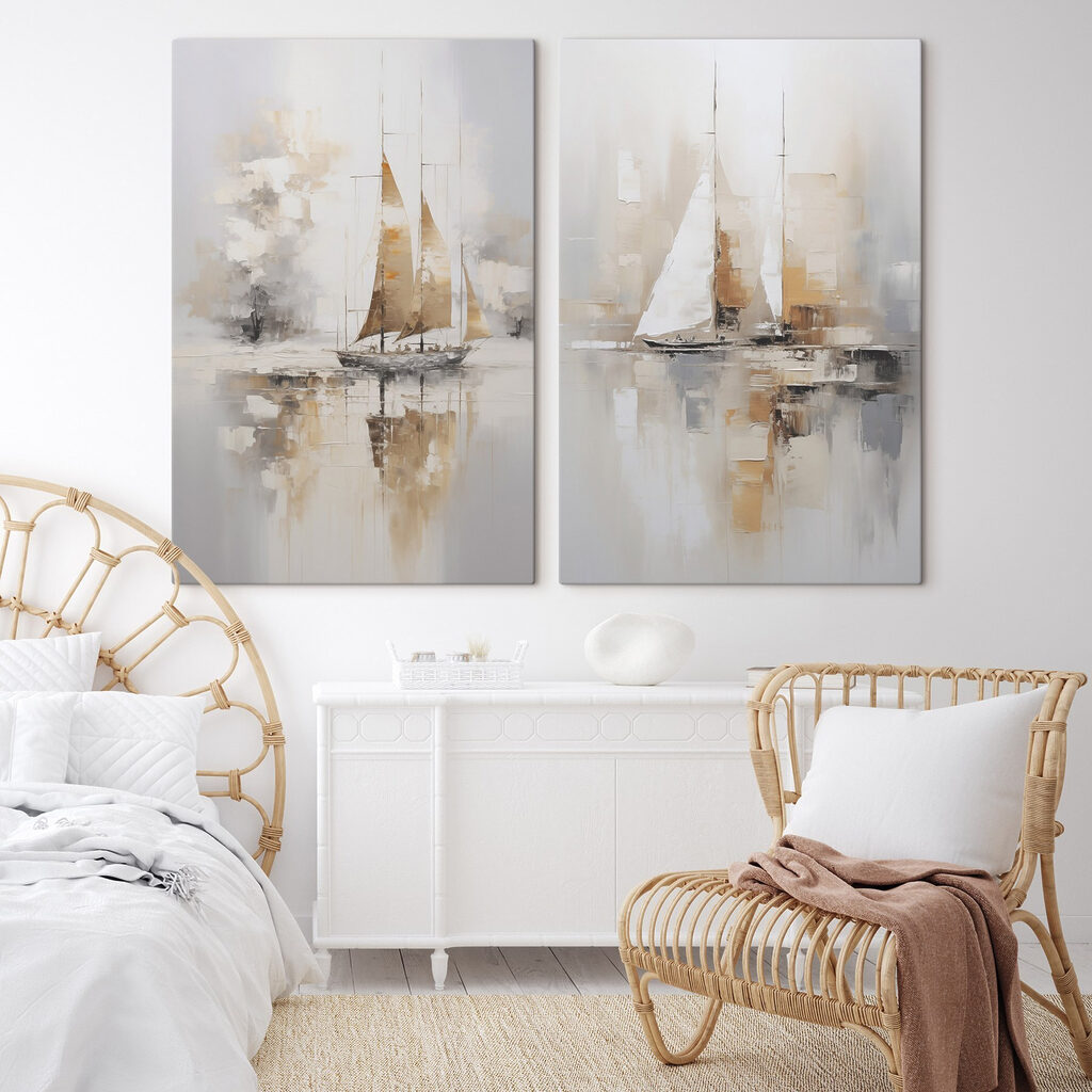 Schilderij van een zeilboot in het water — interieur 2