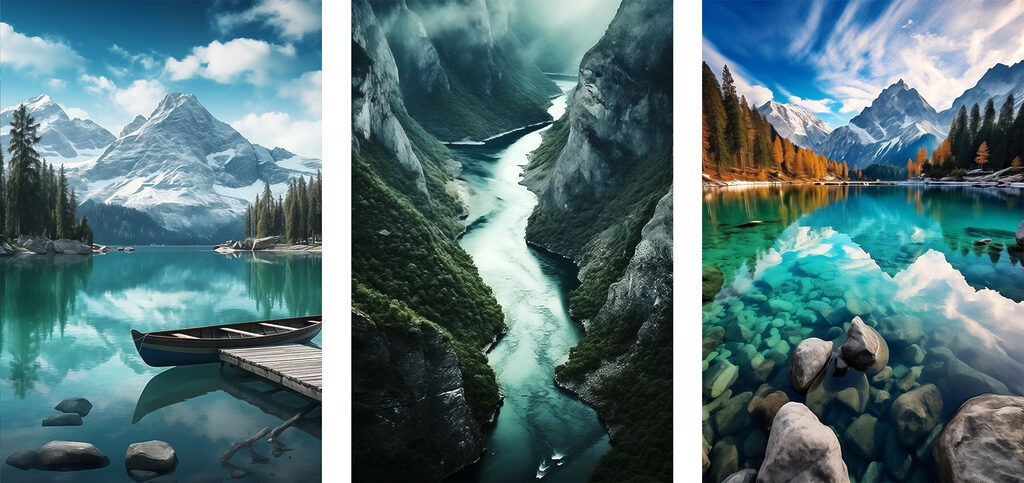 Collage van verschillende landschappen — volledig ontwerp