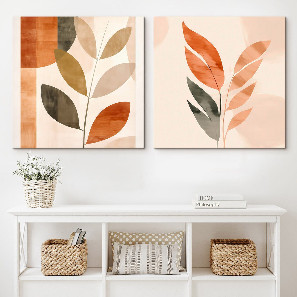 Abstracte bladeren in aardetinten — interieur 2