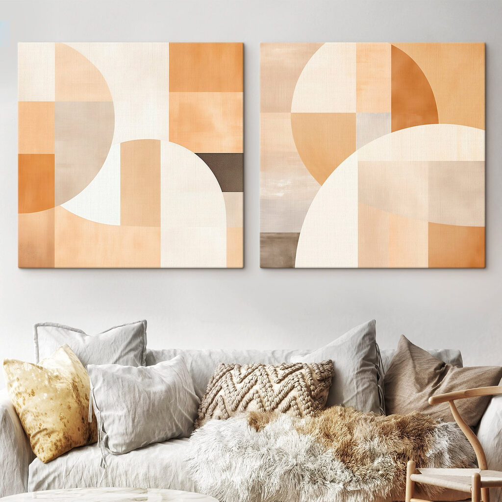 Twee kunstwerken in een interieur