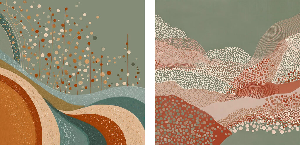 Twee landschapsschilderijen — volledig ontwerp