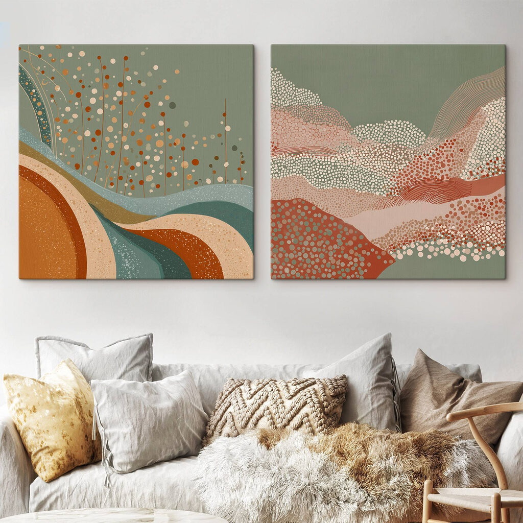 Twee landschapsschilderijen — interieur 1