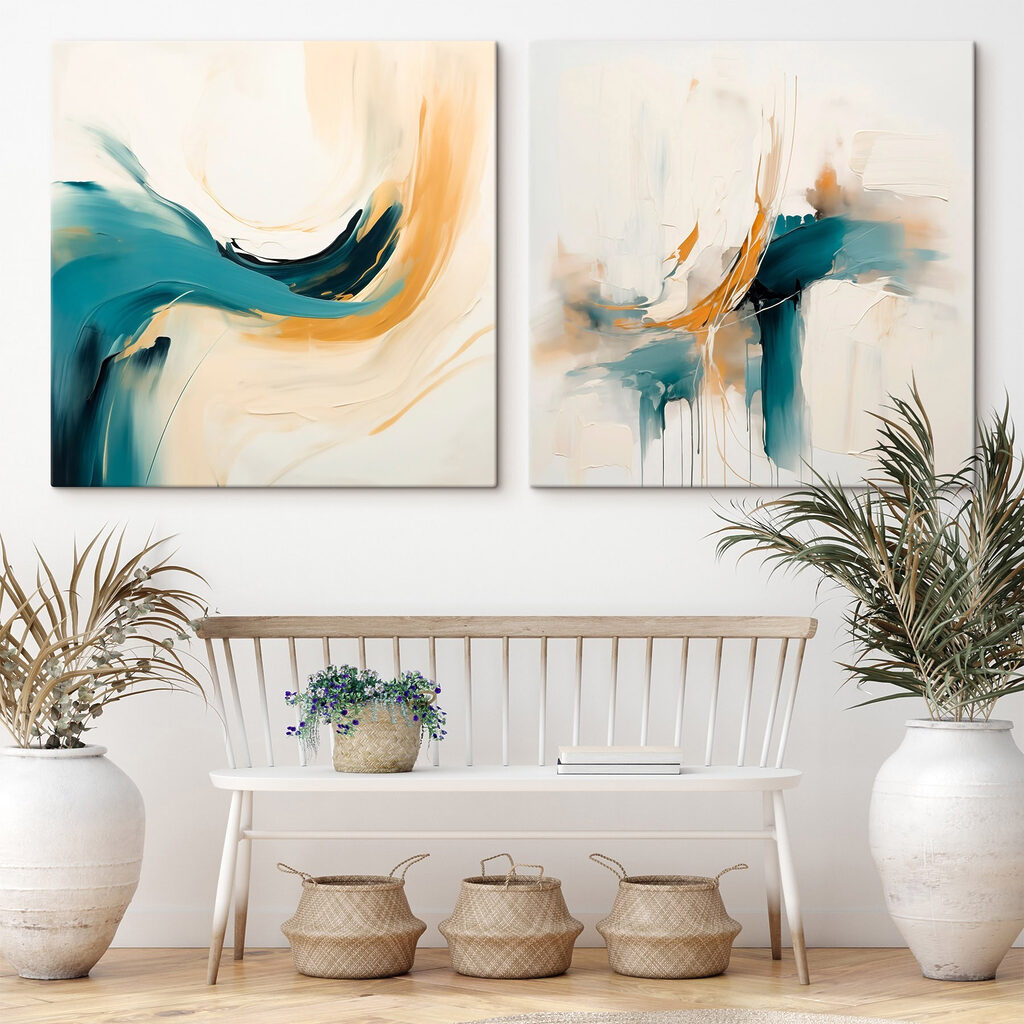 Twee schilderijen in verschillende kleuren — interieur 2