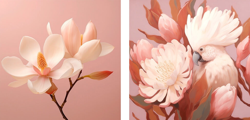 Fijne bloesems en een schattig vogeltje — volledig ontwerp