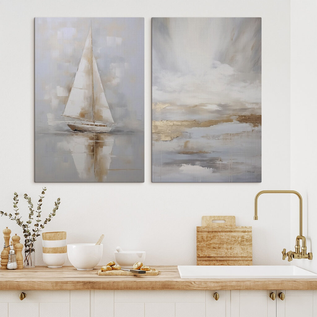 Schilderij van een zeilboot op het water — interieur 1