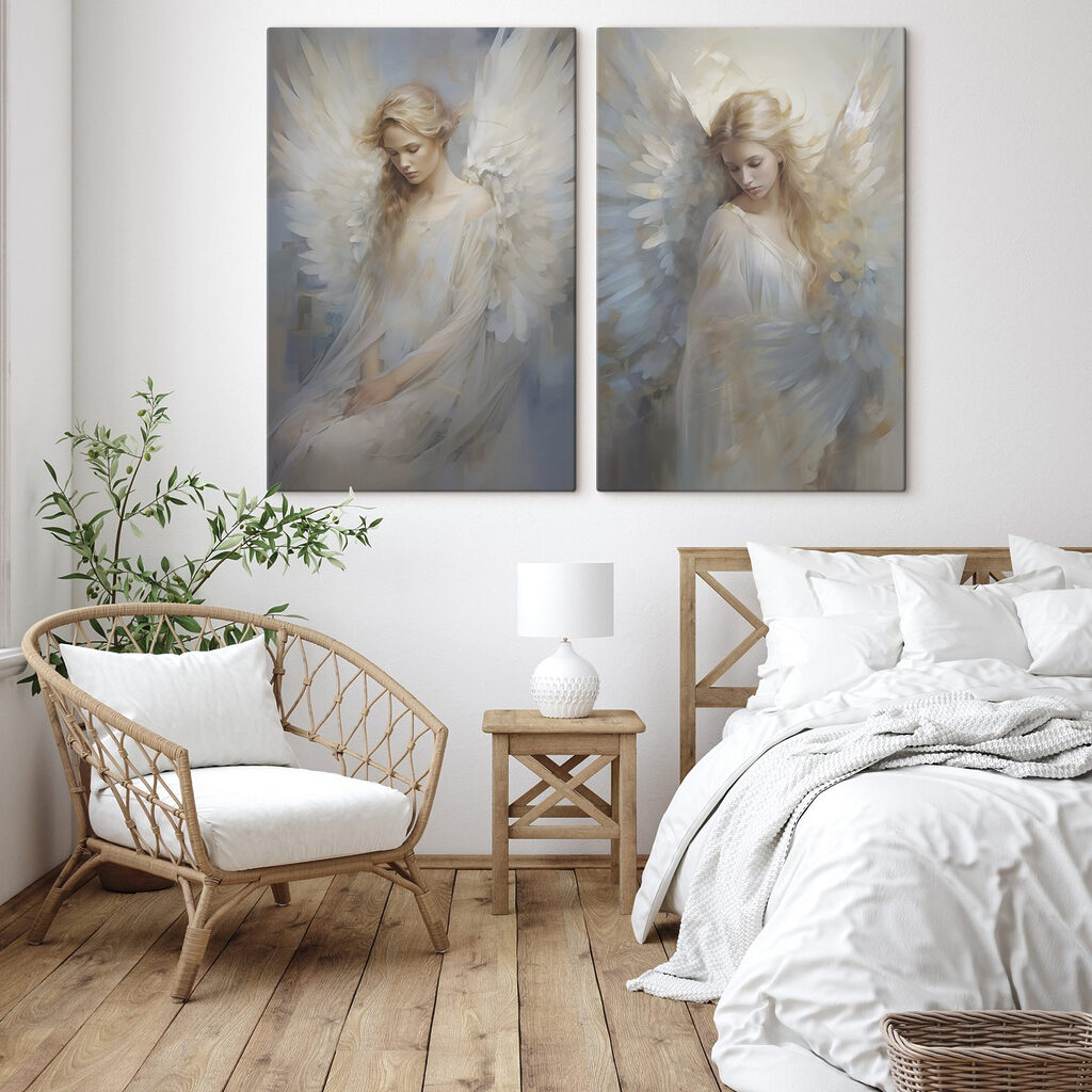 Vrouw met vleugels in een witte jurk — interieur 2