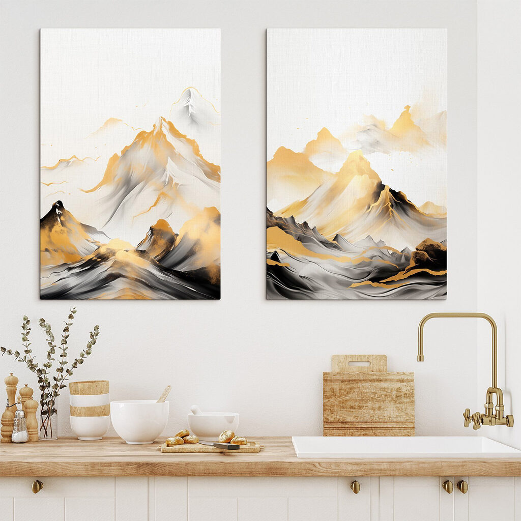 Schilderij van bergen en golven — interieur 2