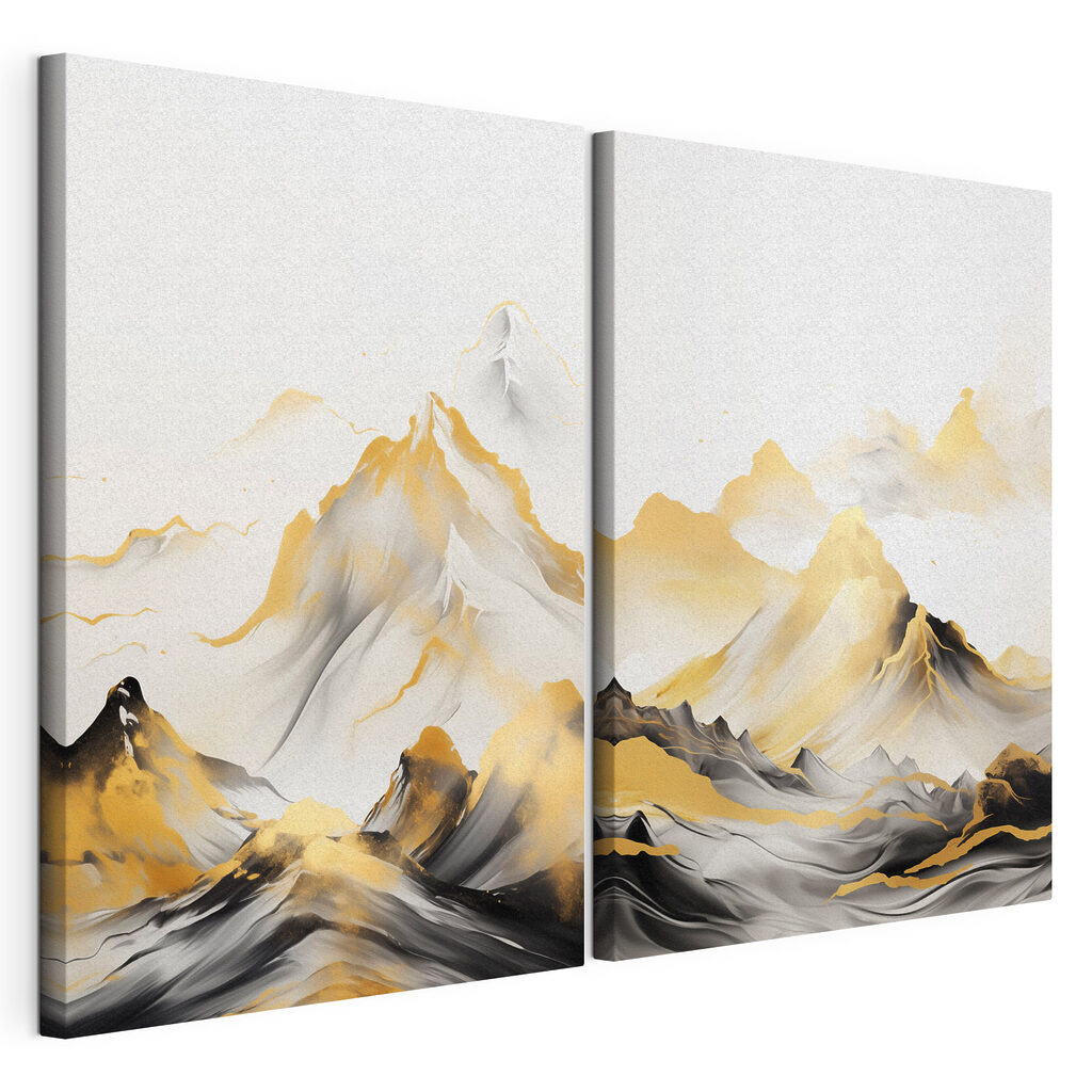 Schilderij van bergen en golven — productweergave