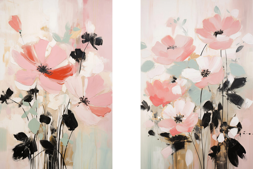 Schilderij van bloemen op een witte achtergrond — volledig ontwerp