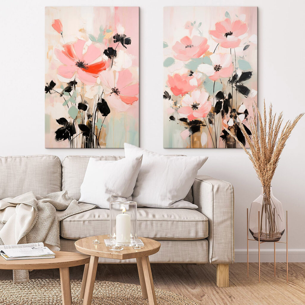 Schilderij van bloemen op een witte achtergrond — interieur 2