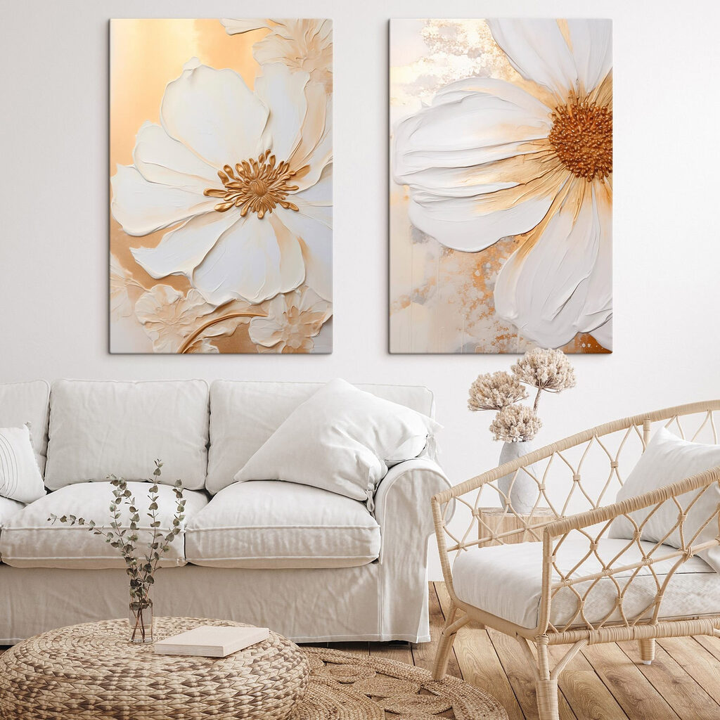 Elegante bloemmotieven in zachte tinten — interieur 1