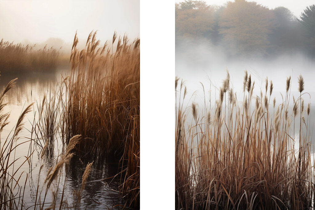 Meer met hoog gras — volledig ontwerp