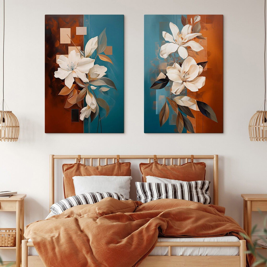 Schilderij van witte bloemen — interieur 1