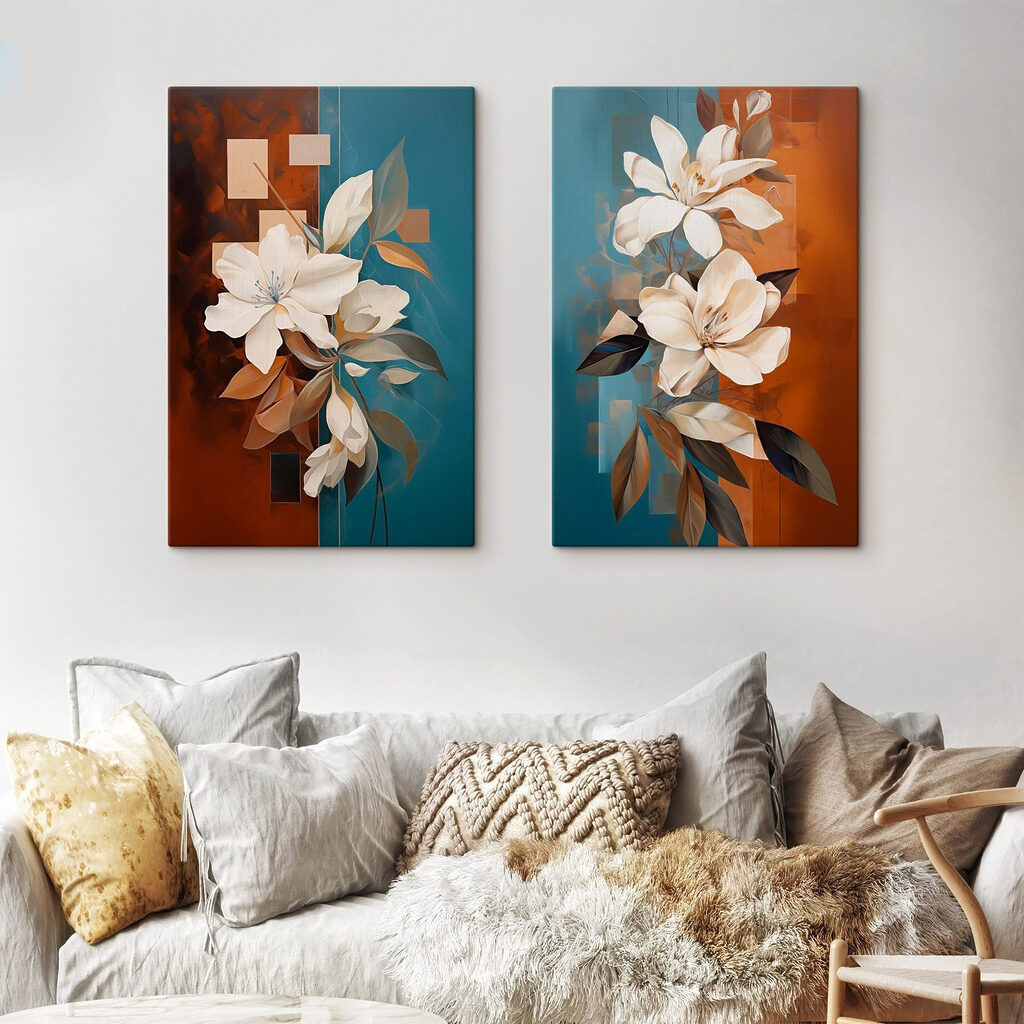 Schilderij van witte bloemen — interieur 2