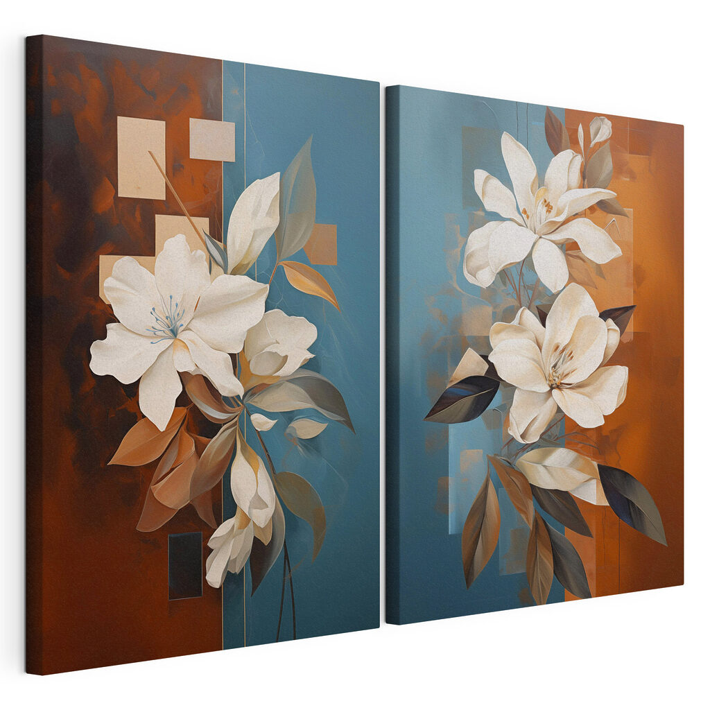 Schilderij van witte bloemen — productweergave