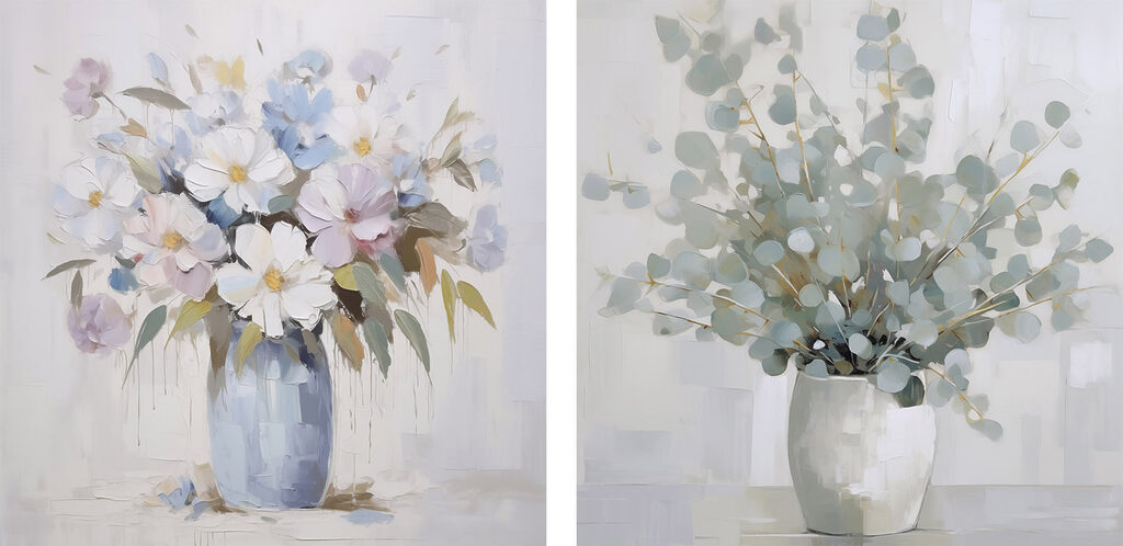 Schilderij van bloemen in een vaas — volledig ontwerp