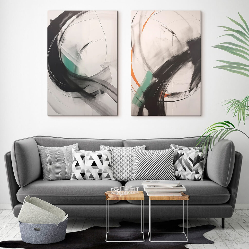 Dynamische penseelstreken in monochrome harmonie — interieur 2