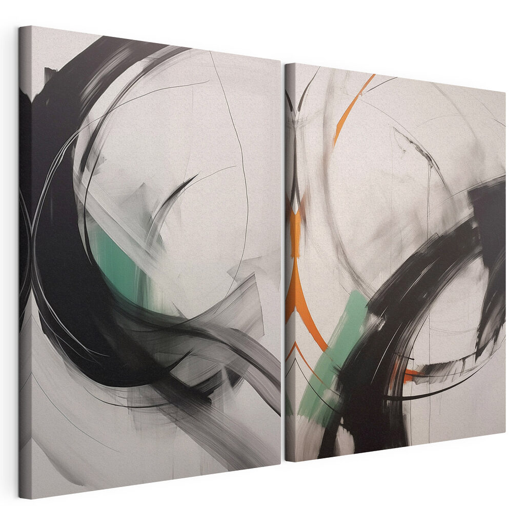 Dynamische penseelstreken in monochrome harmonie — productweergave