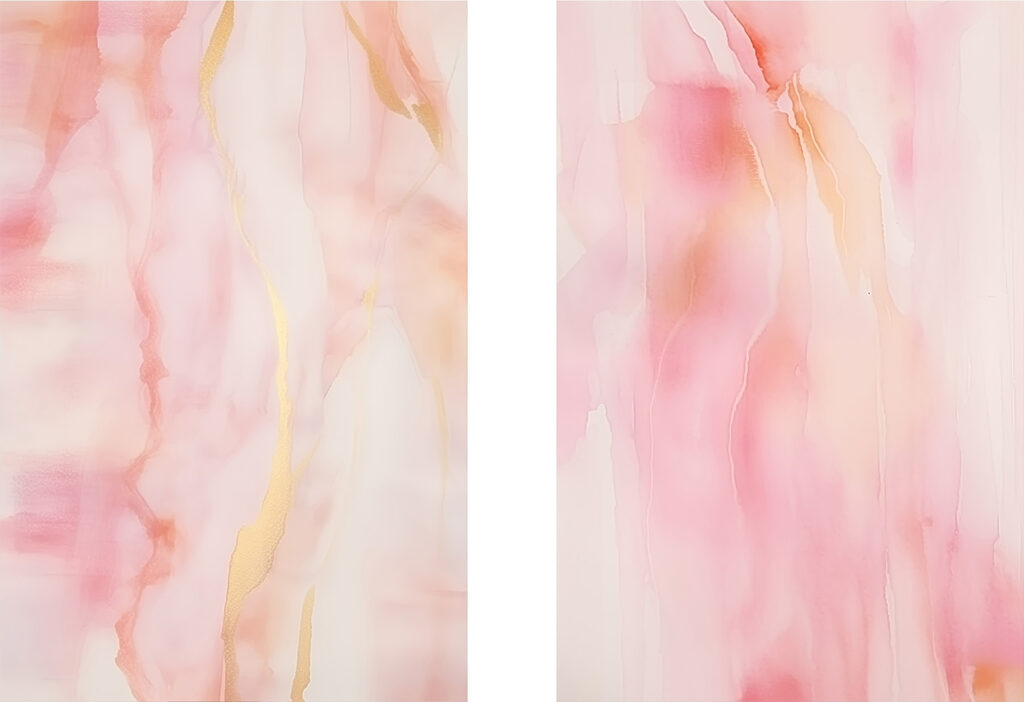 Abstract kunstwerk met roze vloeistof — volledig ontwerp