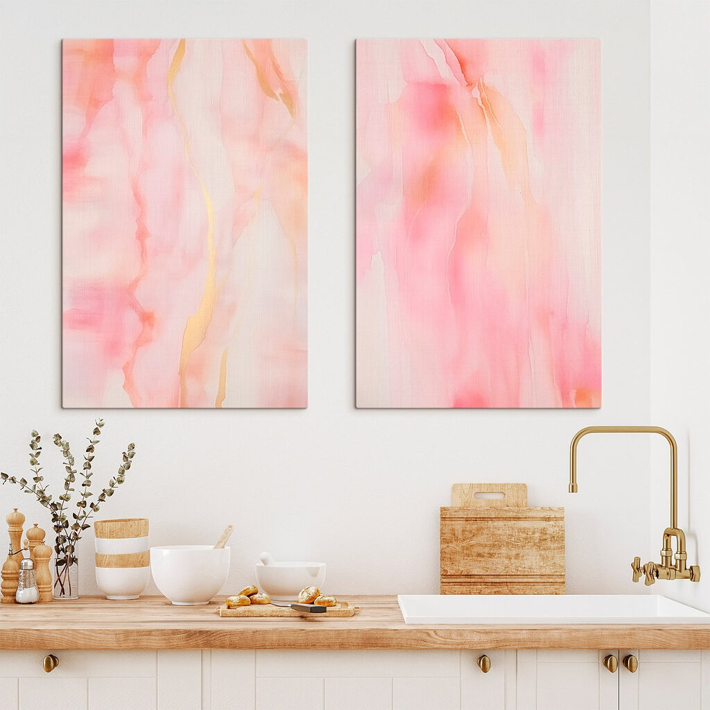 Abstract kunstwerk met roze vloeistof — interieur 1