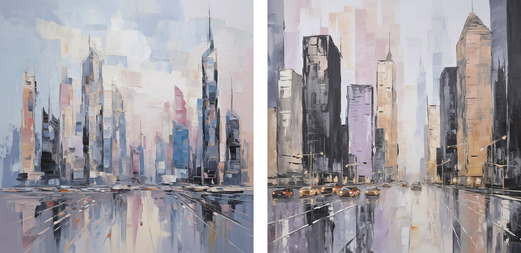 Schilderij van een stad — volledig ontwerp