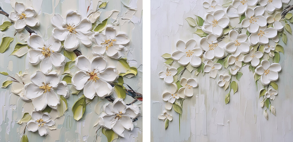 Schilderij van bloemen op een witte ondergrond — volledig ontwerp