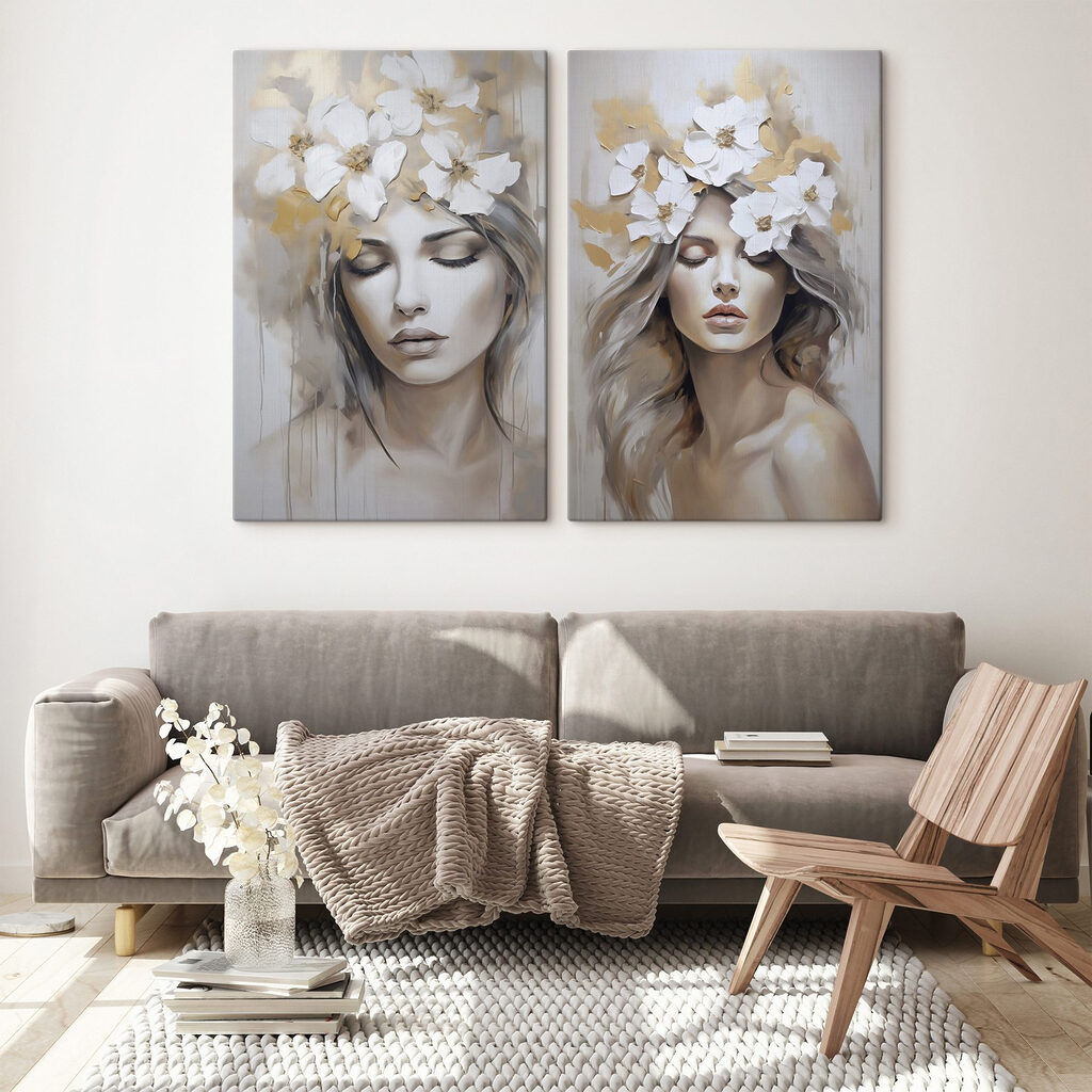 Schilderij van een vrouw met bloemen op haar hoofd — interieur 2