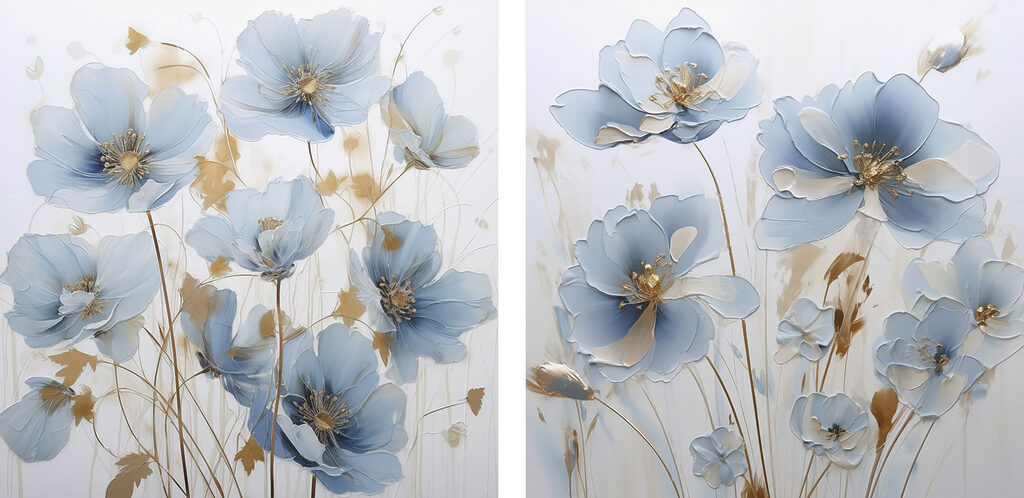 Schilderij van bloemen op een witte ondergrond — volledig ontwerp