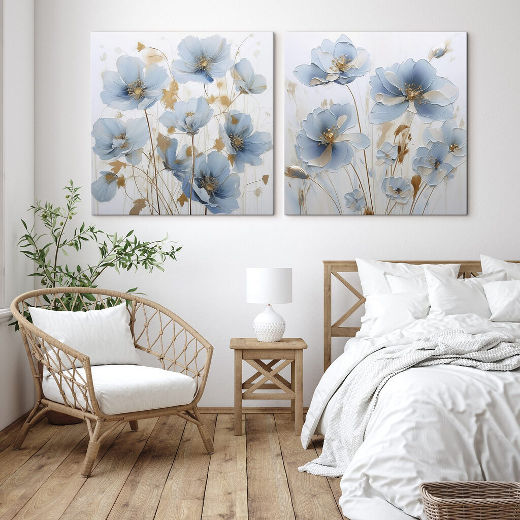 Schilderij van bloemen op een witte ondergrond — interieur 2