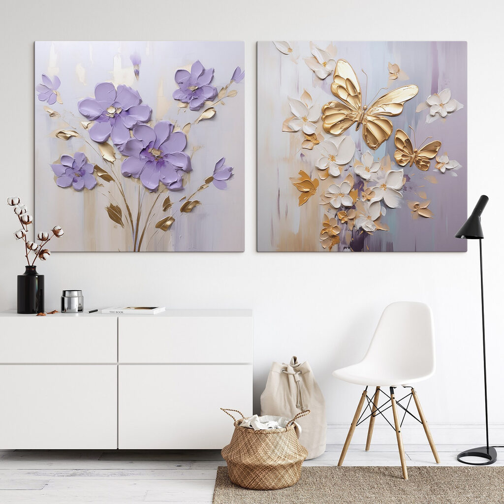 Schilderij van bloemen en vlinders — interieur 2