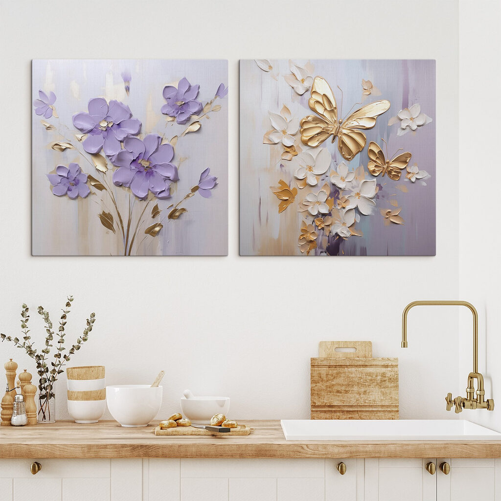 Schilderij van bloemen en vlinders — interieur 1