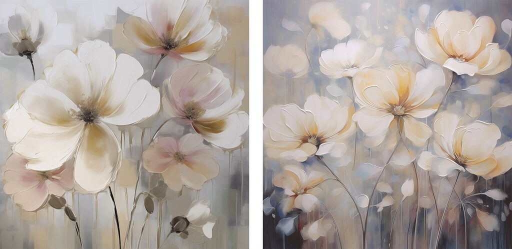 Verfijnde bloemen in zachte tinten — volledig ontwerp