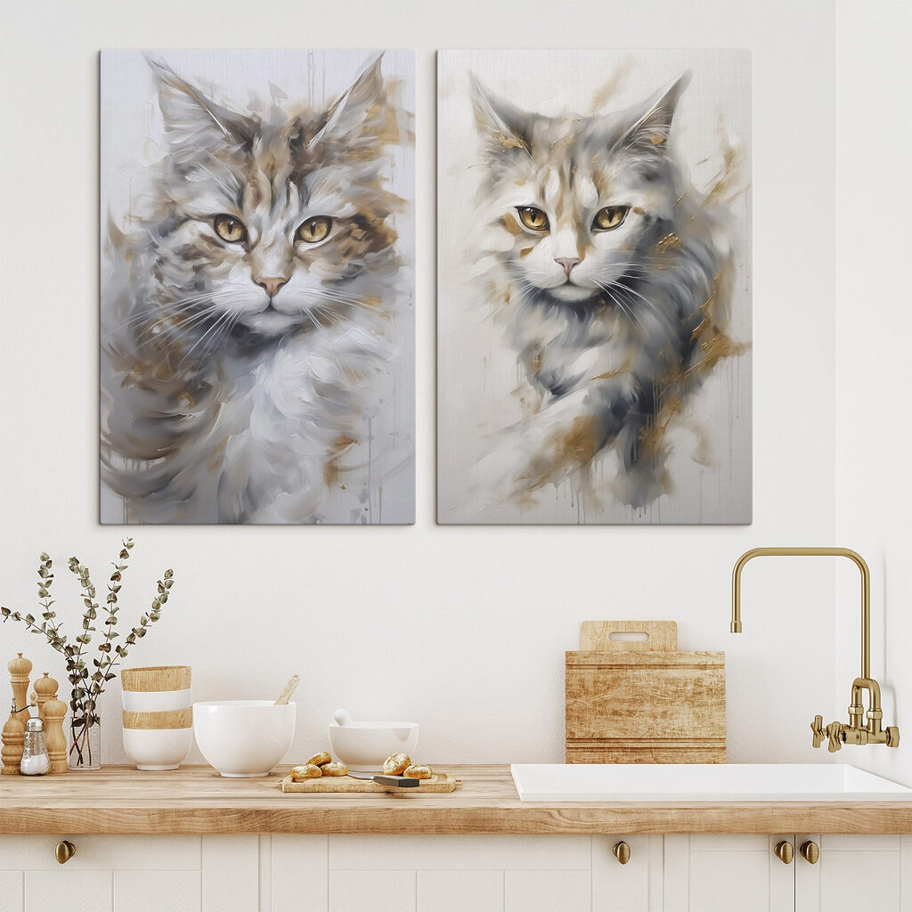 Schilderij van een kat in een interieur