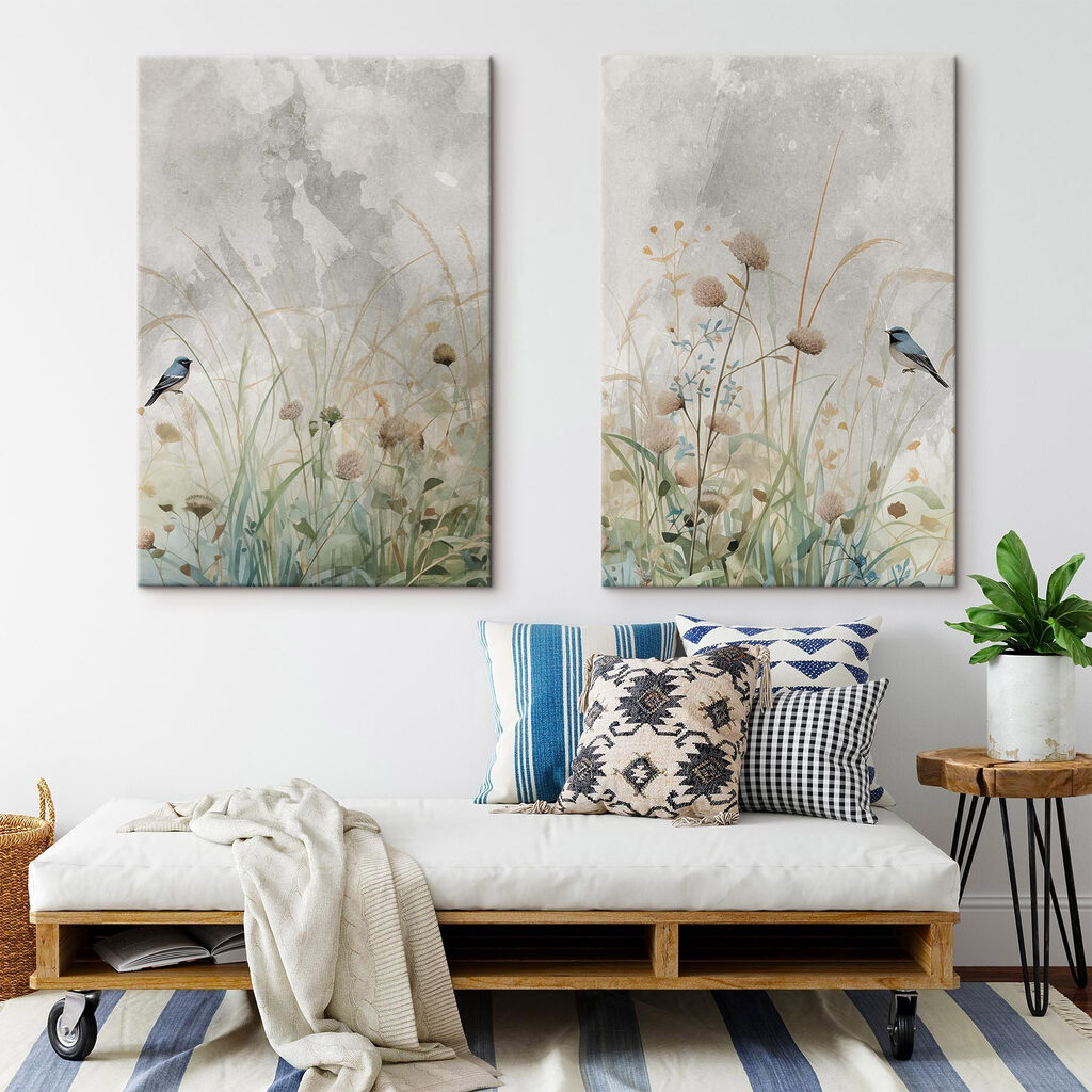 Schilderij van bloemen en gras — interieur 2