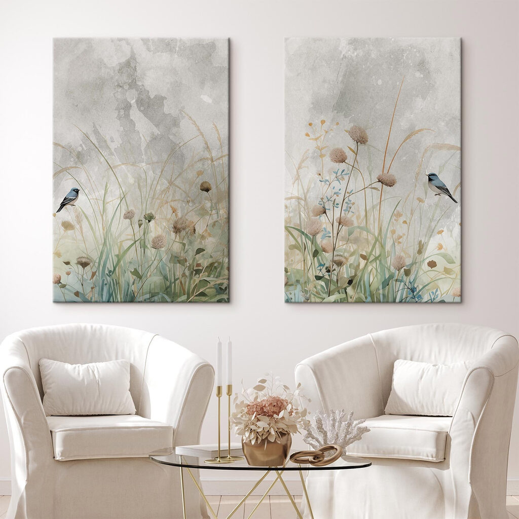 Schilderij van bloemen en gras — interieur 1