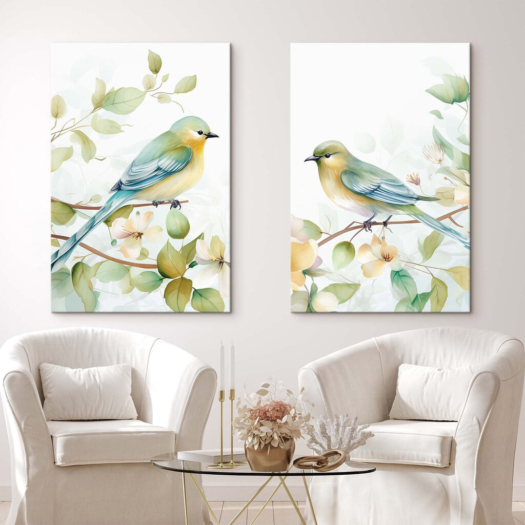 Twee vogels op een tak — interieur 2