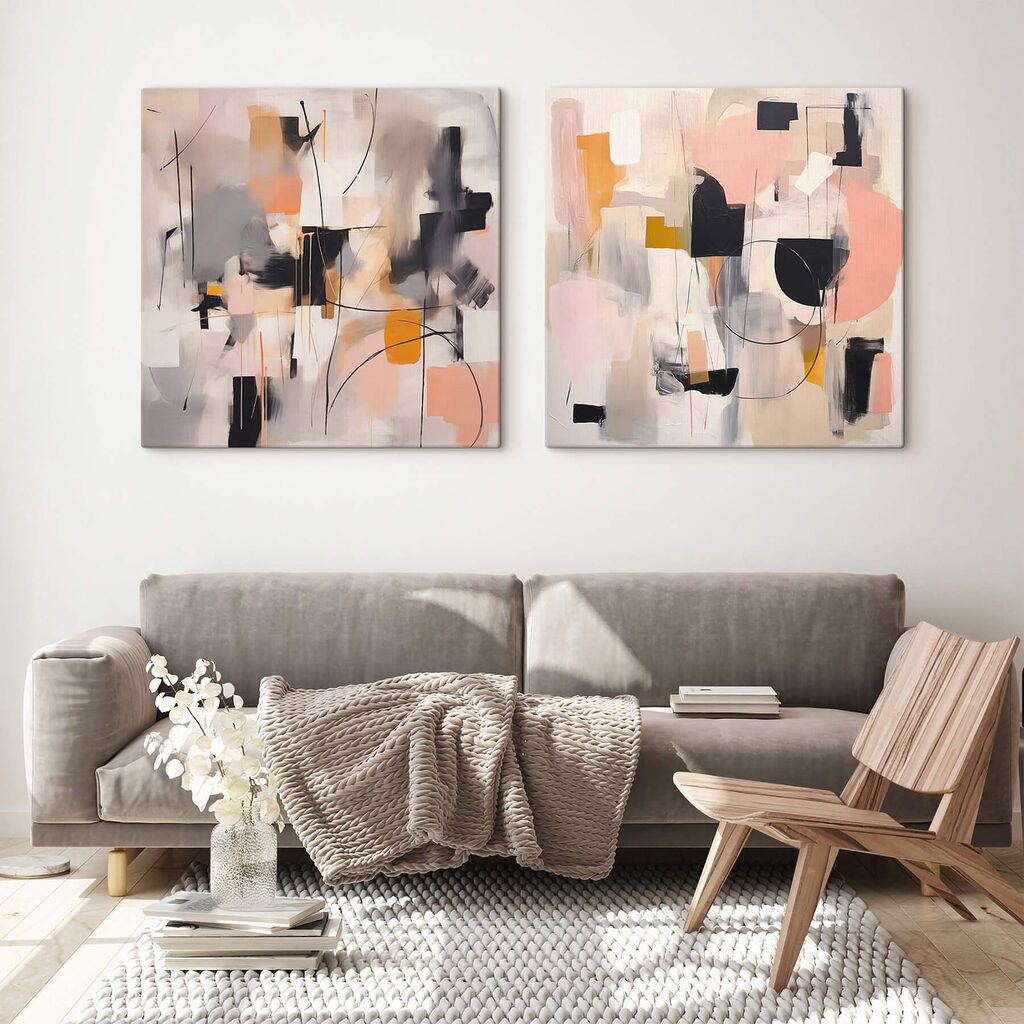 Twee schilderijen in verschillende kleuren — interieur 1