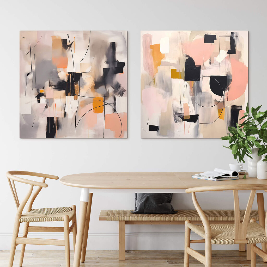 Twee schilderijen in verschillende kleuren — interieur 2