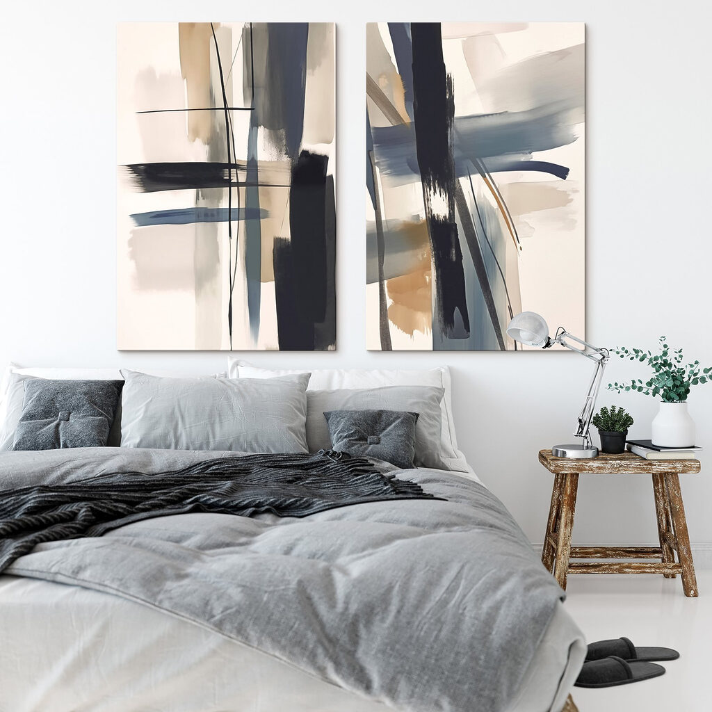 Twee kunstwerken in een interieur