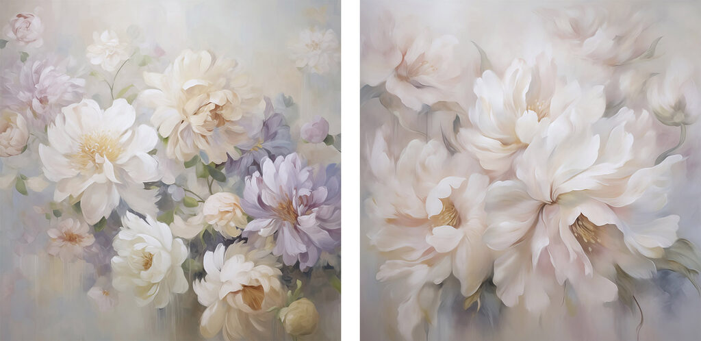 Schilderij van bloemen op doek — volledig ontwerp