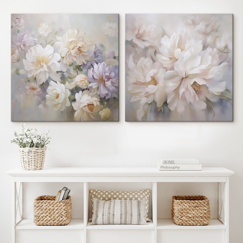 Schilderij van bloemen op doek — interieur 1
