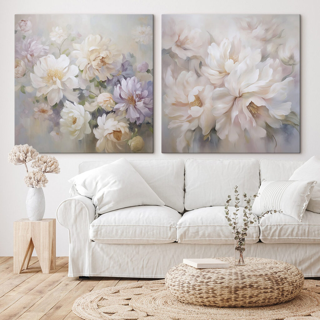 Schilderij van bloemen op doek — interieur 2