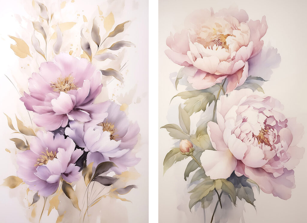 Verfijnde bloesems in zachte tinten — volledig ontwerp