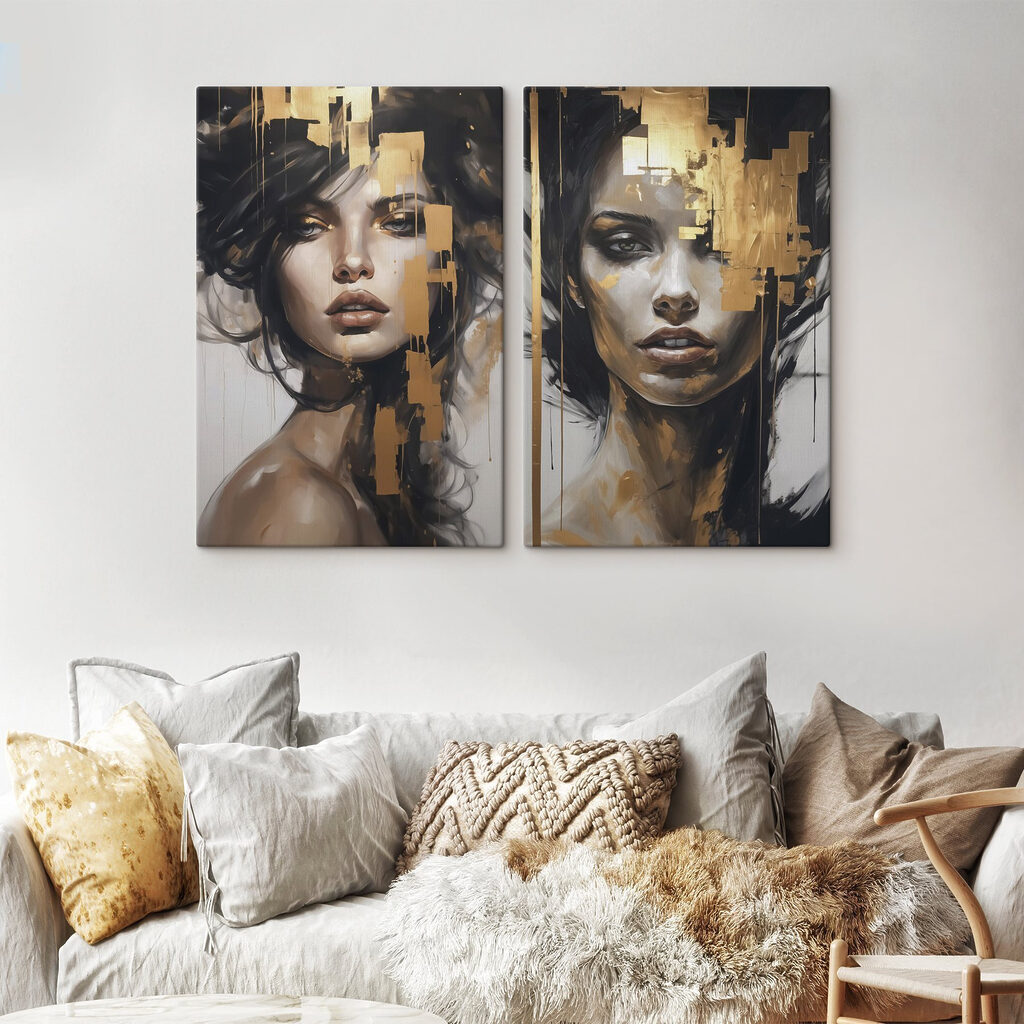 Collage van het gezicht van een vrouw — interieur 1