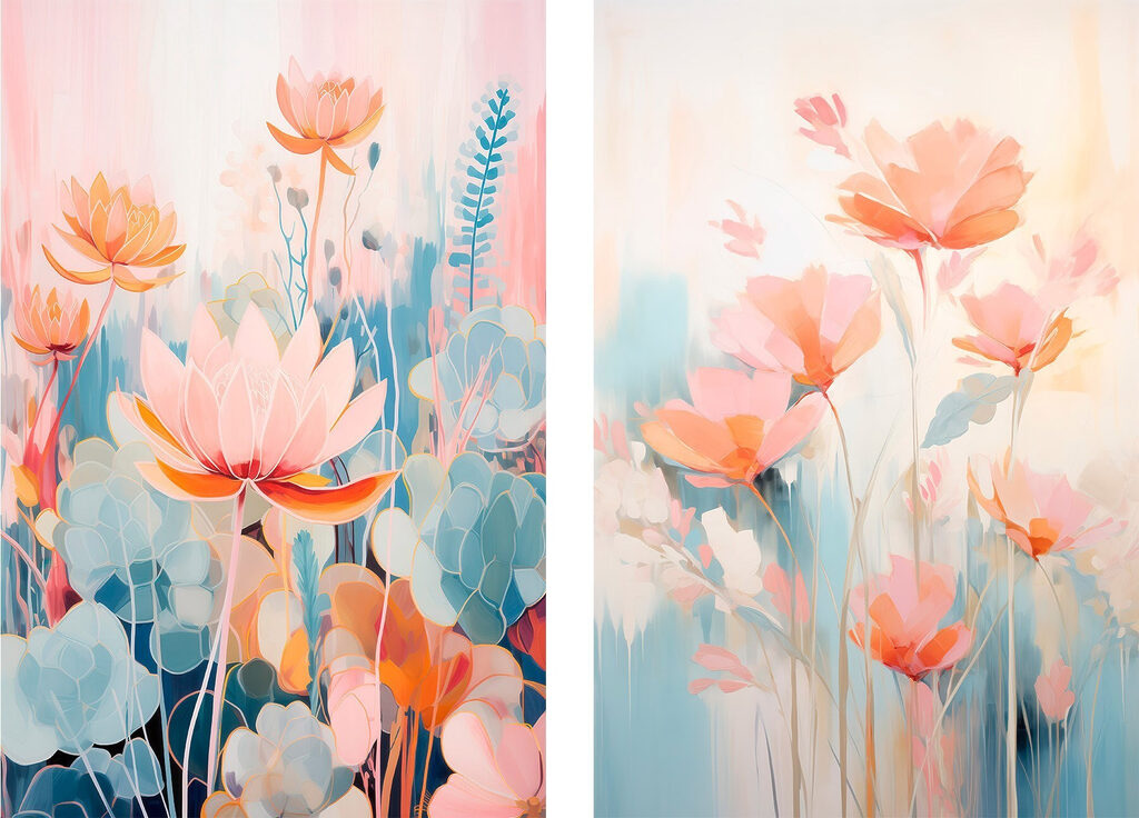 Schilderijen van bloemen en planten — volledig ontwerp