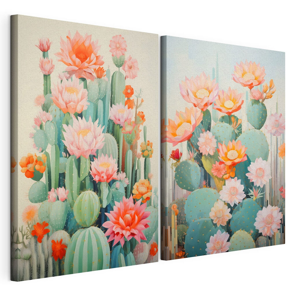 Schilderij van bloemen en cactussen — productweergave