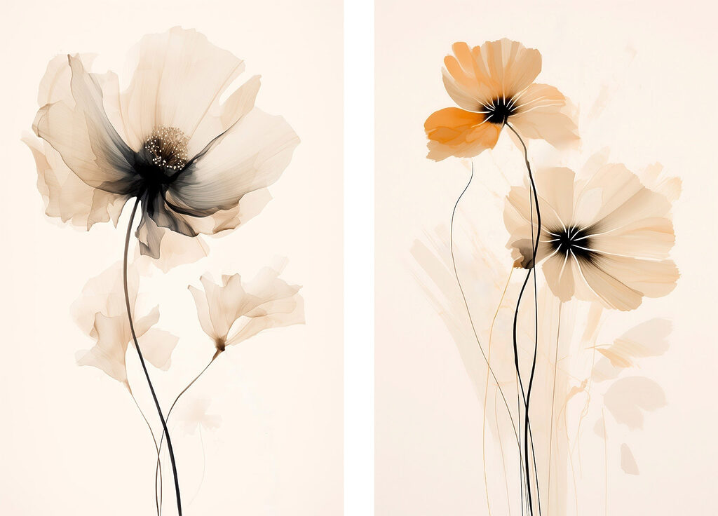 Verfijnde bloemen in zachte tinten — volledig ontwerp