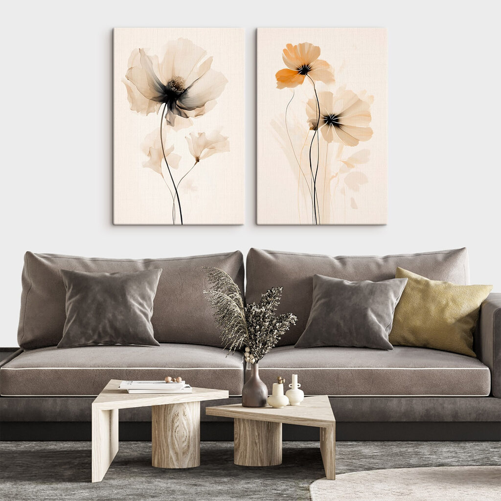 Verfijnde bloemen in zachte tinten in een interieur