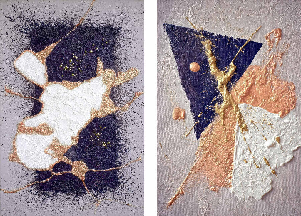 Abstracte vormen in contrasterende kleuren — volledig ontwerp