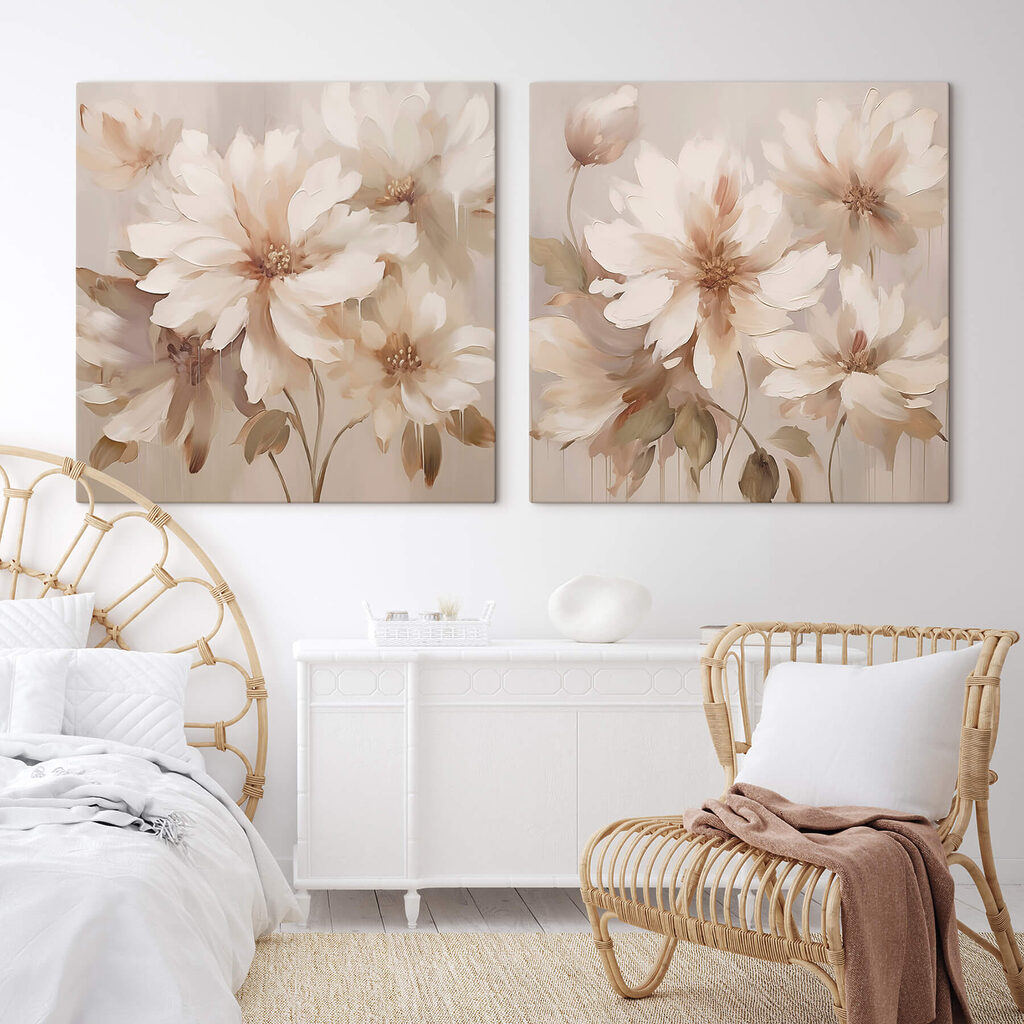 Schilderij van bloemen op een beige achtergrond — interieur 2